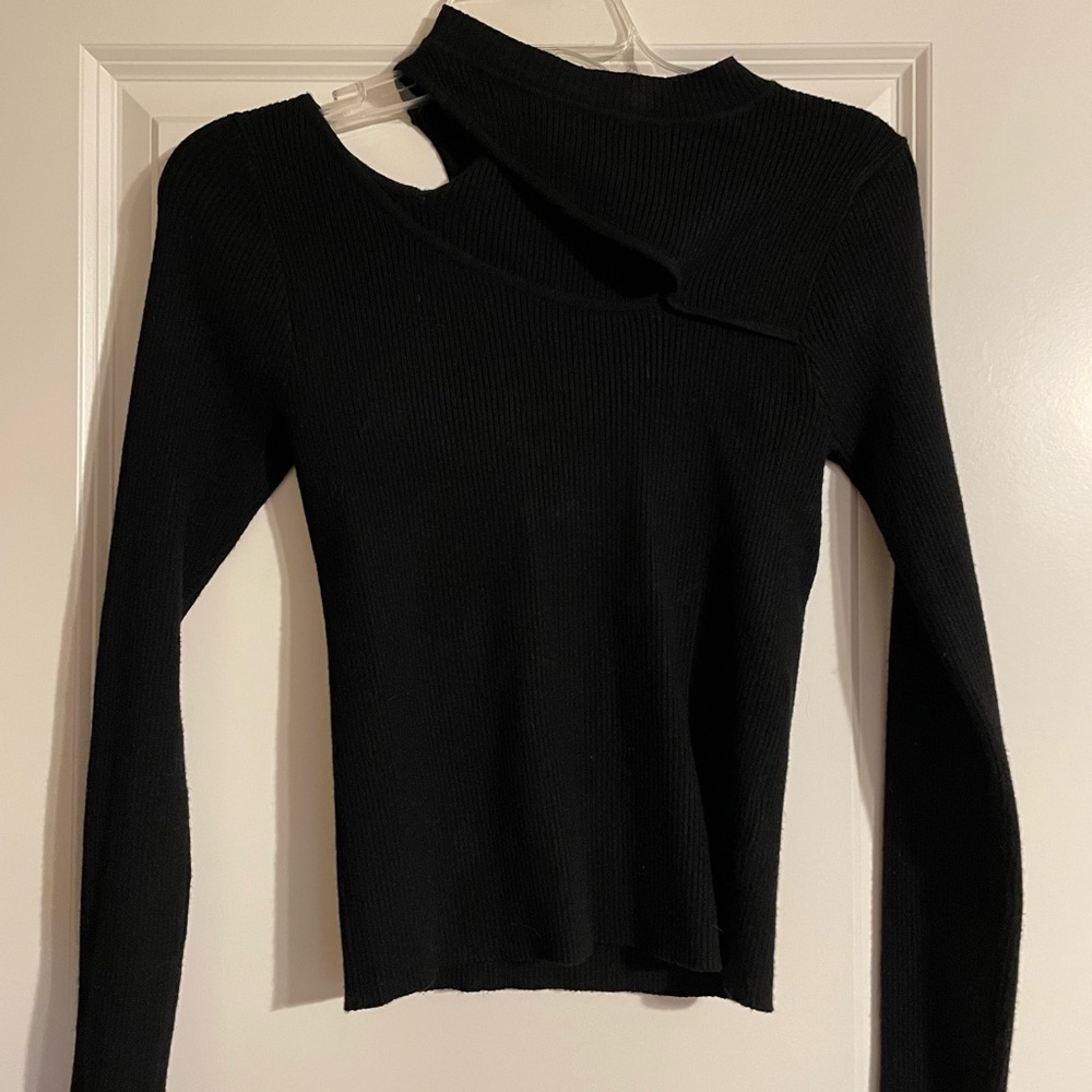 Lucy Paris Keyhole Cutout Black Sweater